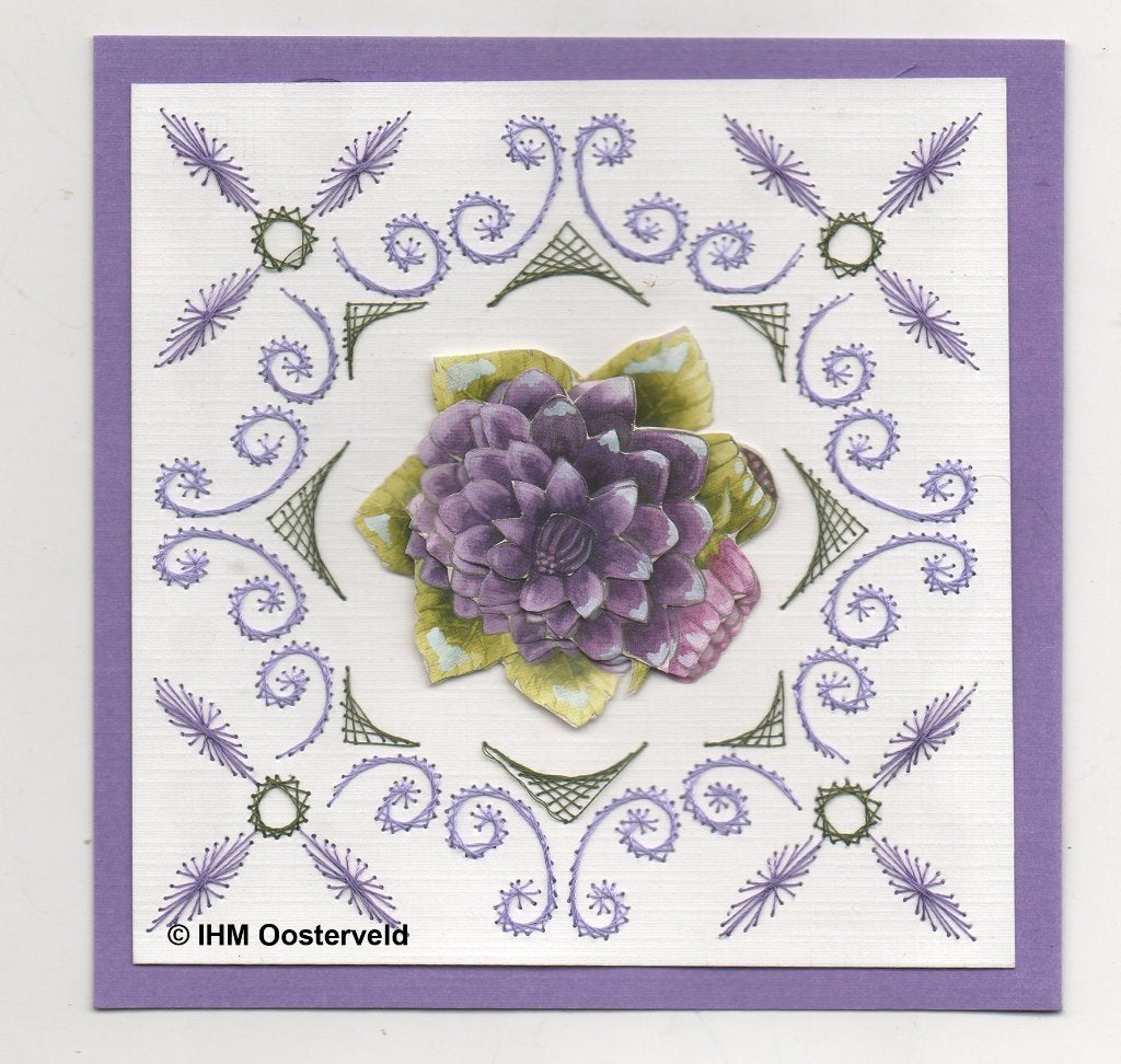 3D Kaart Blanco 1  Paarse bloemen, Ophalen of Verzenden, Nieuw, Overige thema's