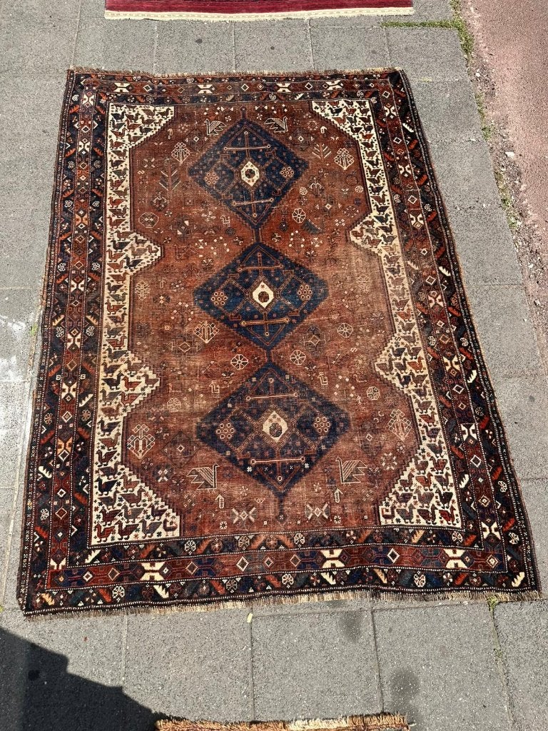 Antiek Afshar tapijt  240x173 cm – prachtig dessin &  charme, Huis en Inrichting, Stoffering | Tapijten en Kleden, Gebruikt, 150 tot 200 cm
