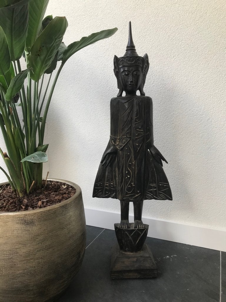 Thaise houtsnijwerk boeddha handwerk 100 cm, Verburgt Vintage, Nieuw, Ophalen of Verzenden, https://verburgtvintage.nl/#contact