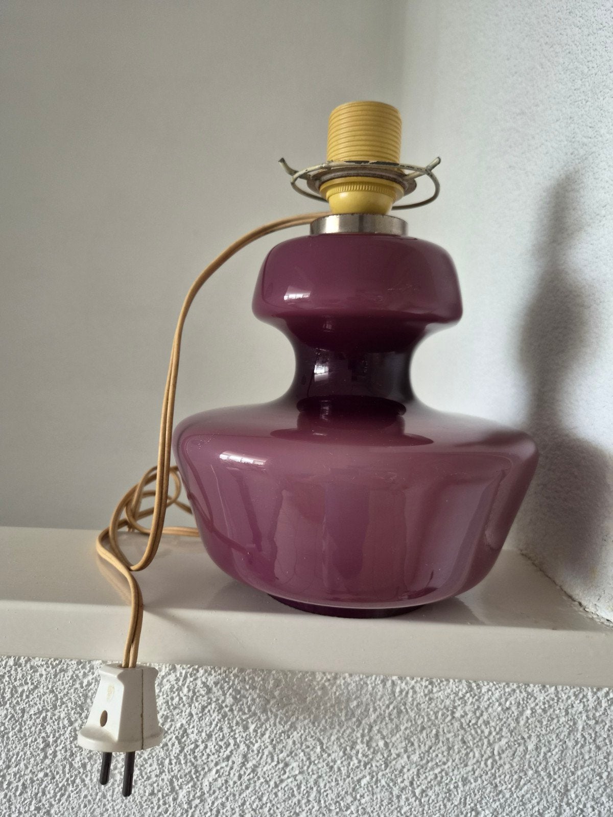 Vintage paarse tafellamp - glazen lampvoet, Ophalen