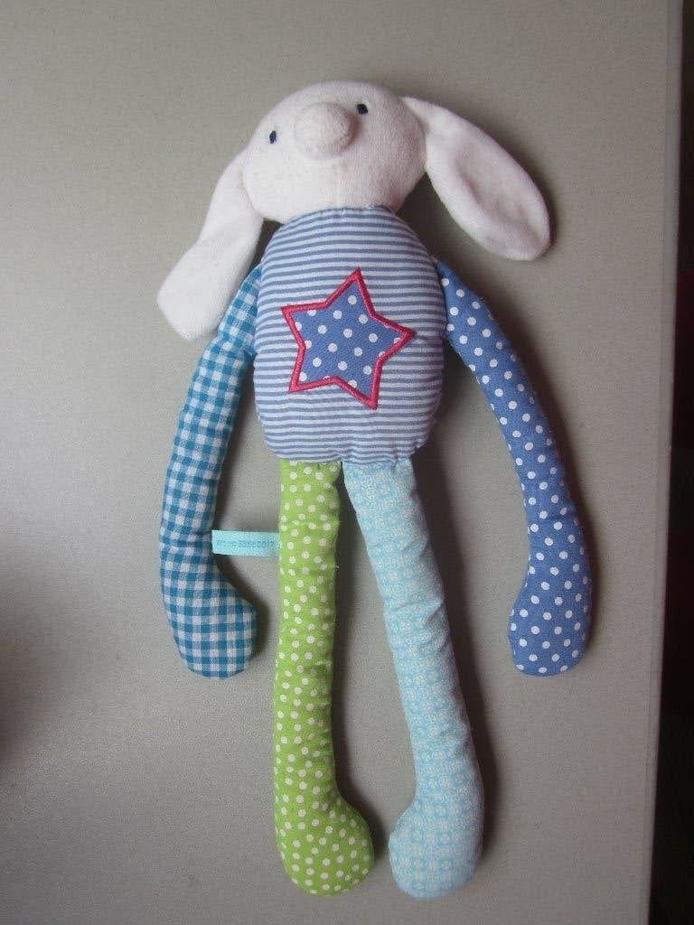 Hema slungel bungel veelkleurig zacht knuffel konijn, Hema, Overige karakters, Konijn, Ophalen of Verzenden