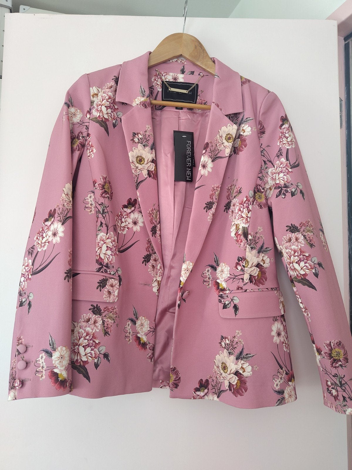 Forever New Roze Bloemen Blazer Maat 40, Kleding | Dames, Maat 38/40 (M), Forever New, Nieuw, Ophalen of Verzenden