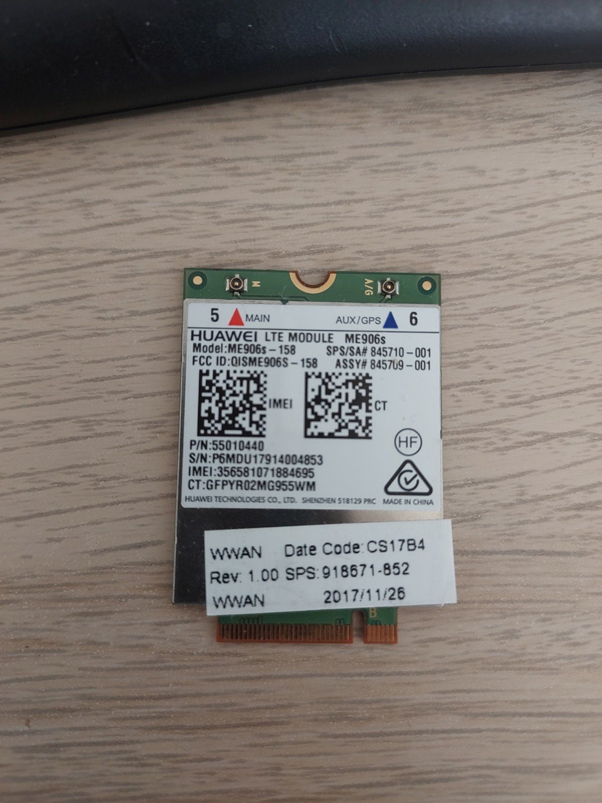 Huawei ME906s 4G M.2 WWAN LTE Cat. 6 SIM kaart voor laptop, Computers en Software, Ophalen of Verzenden, Zo goed als nieuw, Huawei