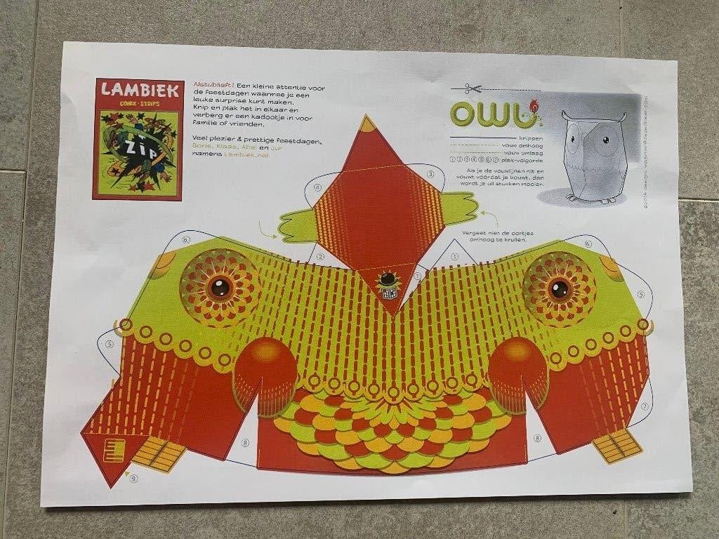 Lambiek : Uil bouwplaat, Verzamelen, Ophalen of Verzenden, Overige figuren, Zo goed als nieuw, Beeldje of Figuurtje