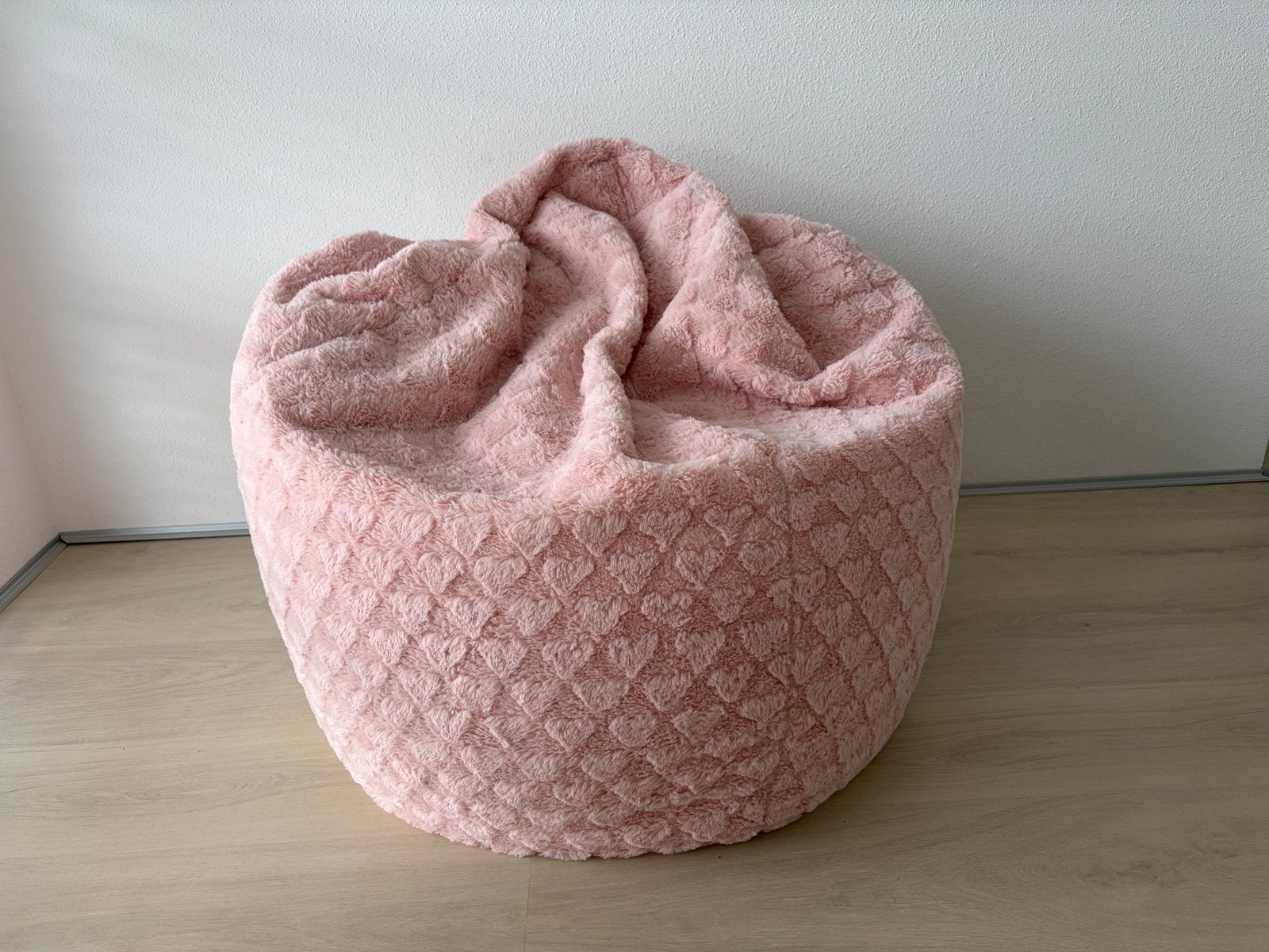 Roze Zitzak Hartjespatroon - Fluffy Hearts - Sitting Point, Huis en Inrichting, Zitzakken, Ophalen, Zo goed als nieuw, Roze, Zitzak