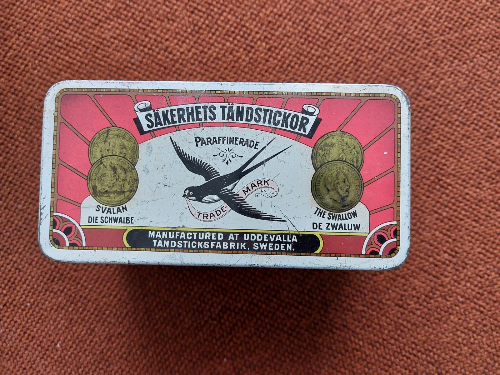 Vintage luciferblik zwaluw tandsticksfabrik Sweden., Ophalen of Verzenden, Gebruikt, Overige, Overige merken