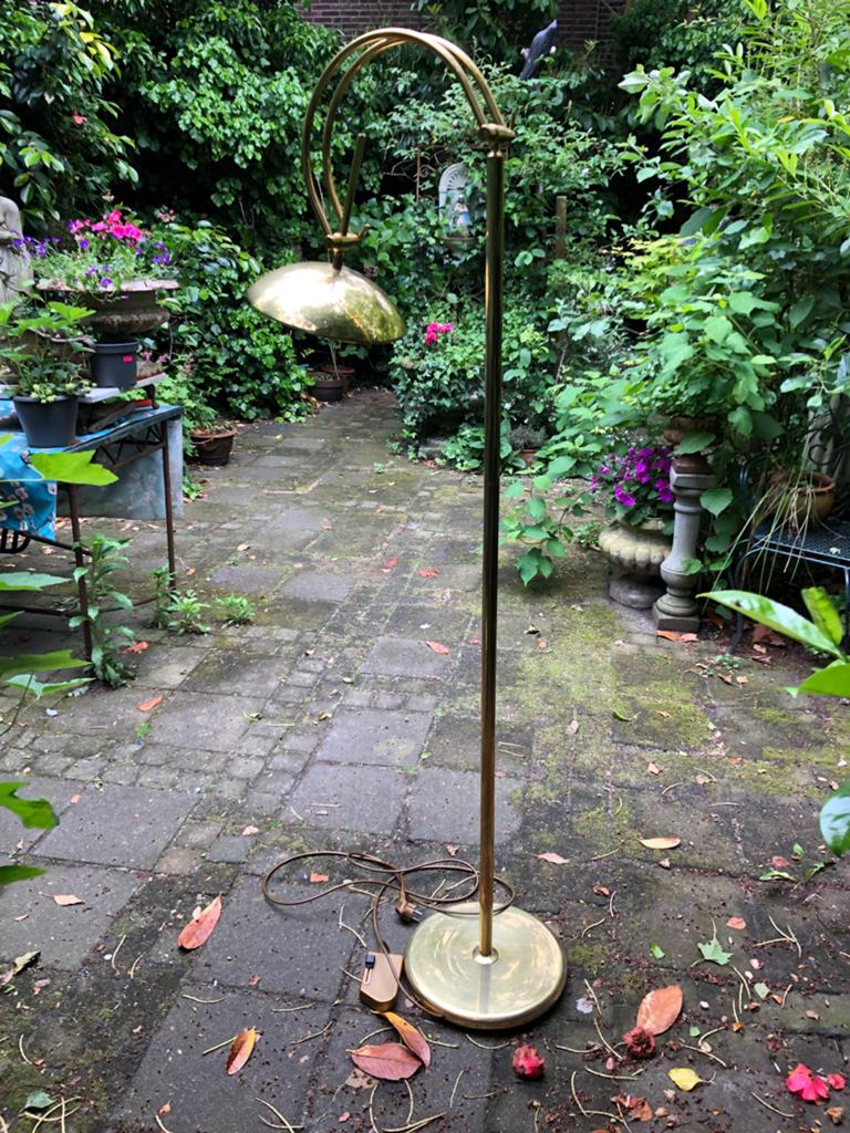 Vintage Retro Messing Booglamp Vloerlamp 170 cm, Ophalen, Gebruikt, Metaal, 150 tot 200 cm