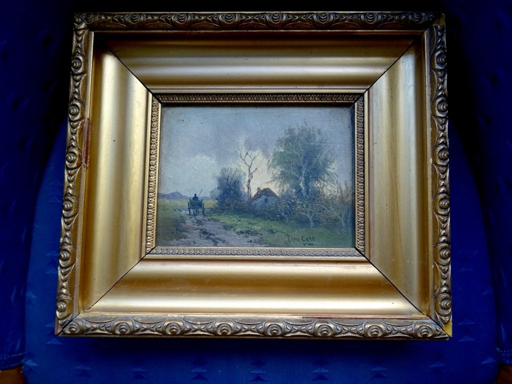 Schilderij (olieverf op paneel) van J. ten Cate geb, 1828, Ophalen of Verzenden