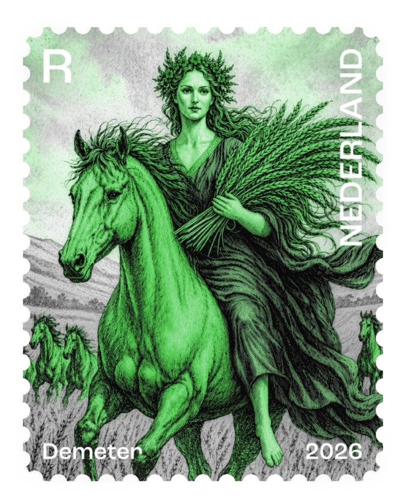PostNL crypto stamp Demeter 2026 Groen [3 stuks beschikbaar], Postzegels en Munten, Verzenden, Na 1940, Postfris