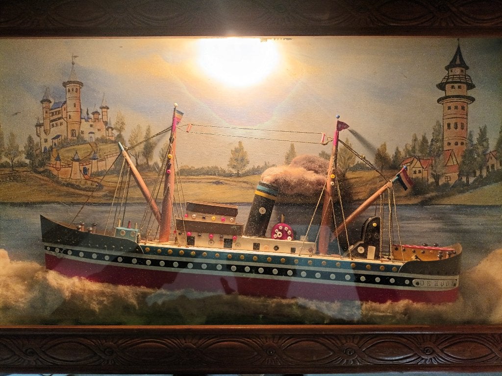 Oud diorama stoomboot stoomschip, Titanic, stoommachine, Ophalen of Verzenden, Gebruikt, 1:35 tot 1:50, Diorama