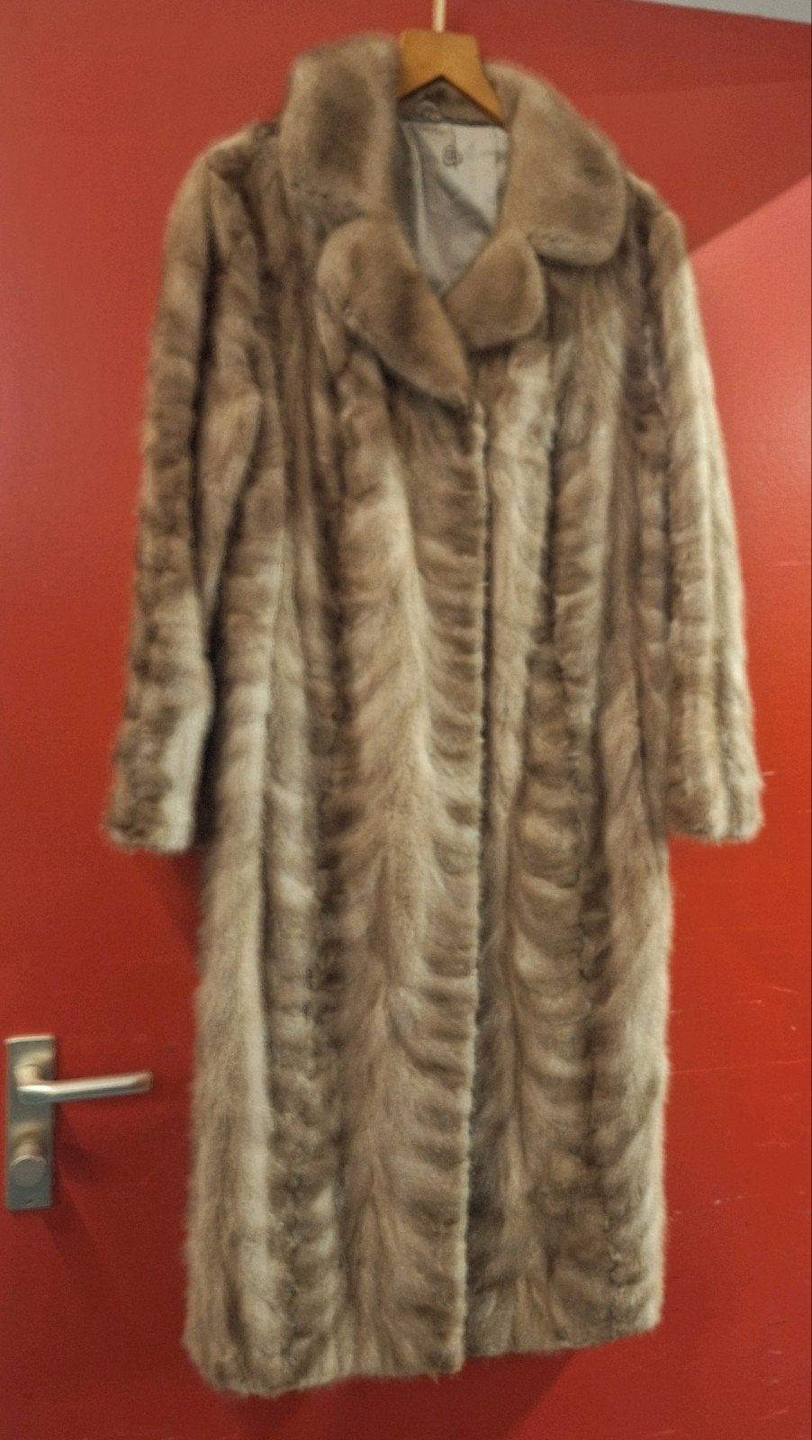 Lange vintage bontjas in bruine tinten, Maat 38/40 (M), Bruin, Ophalen of Verzenden, Onbekend
