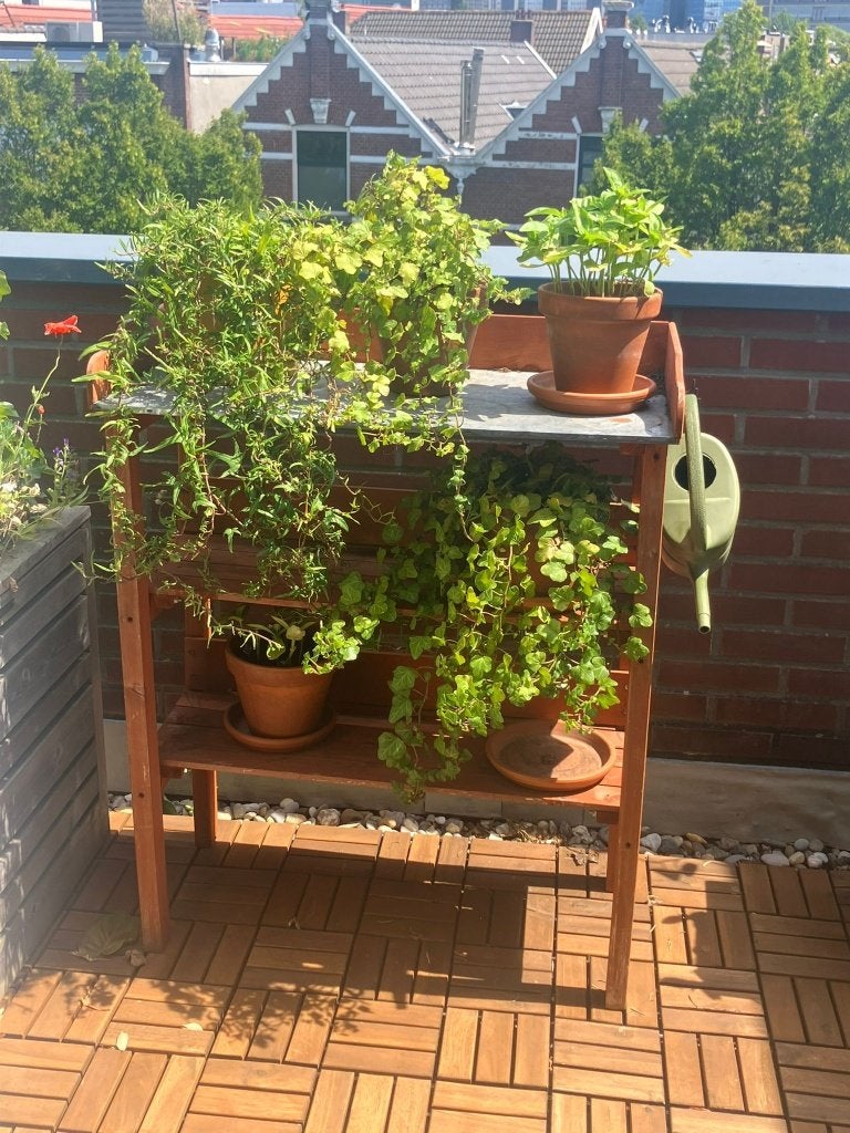 Houten vintage plantenkastje tuin, Tuin en Terras, Ophalen, Gebruikt