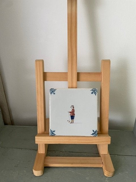 Handbeschilderd tegelt Tichelaar Makkum. Golf / kolft speler, Antiek en Kunst, Ophalen