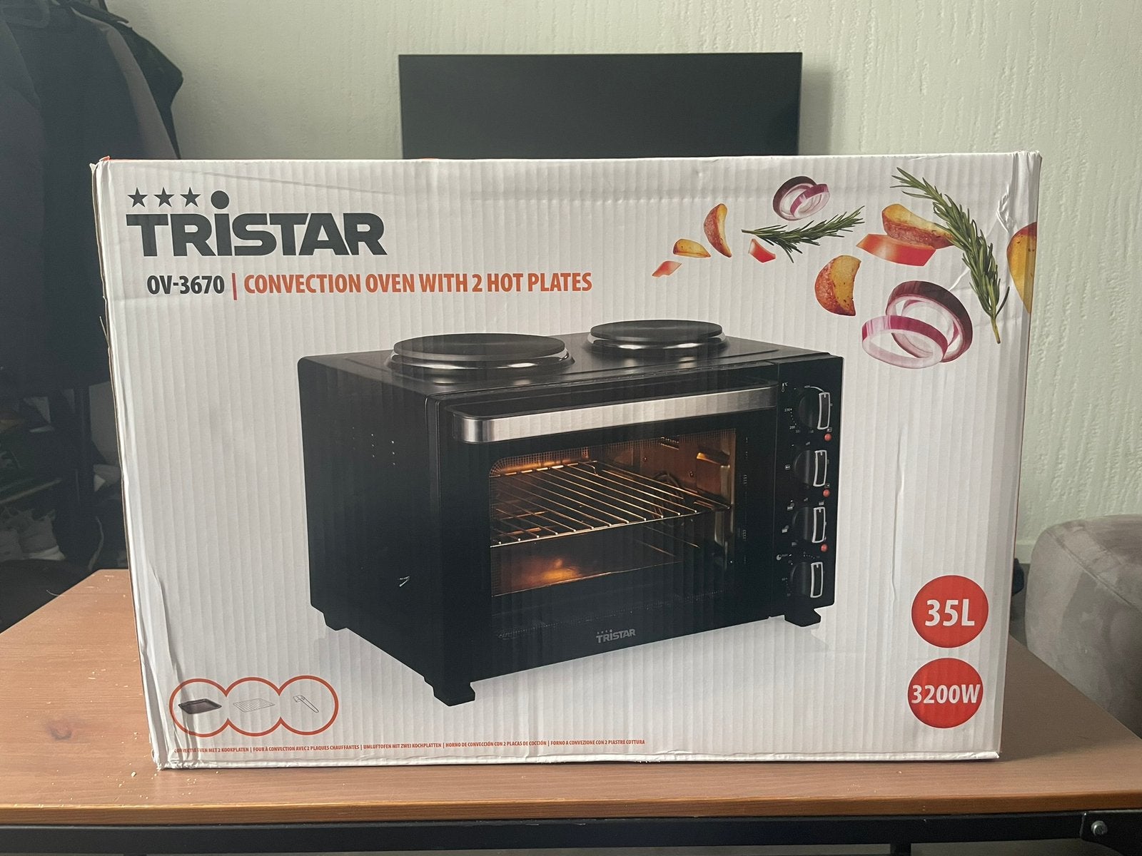New: Tristar - Convection Oven with 2 hot plates, Witgoed en Apparatuur, Nieuw, Ophalen of Verzenden, 60 cm of meer, Mini-oven