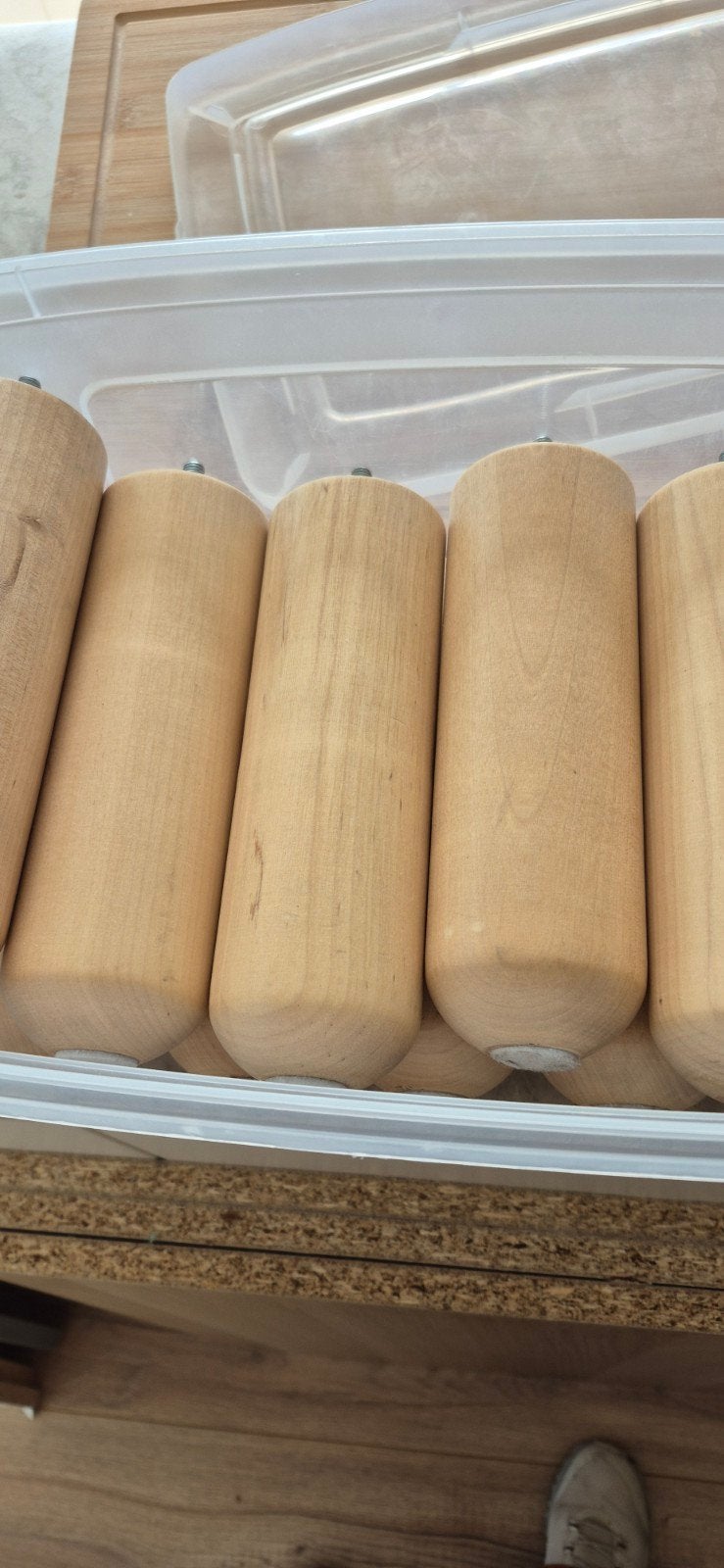 11x IKEA bedpoten met schroefdraad (8) + 1 afwijkend, Ophalen of Verzenden, Zo goed als nieuw, IKEA, Hout