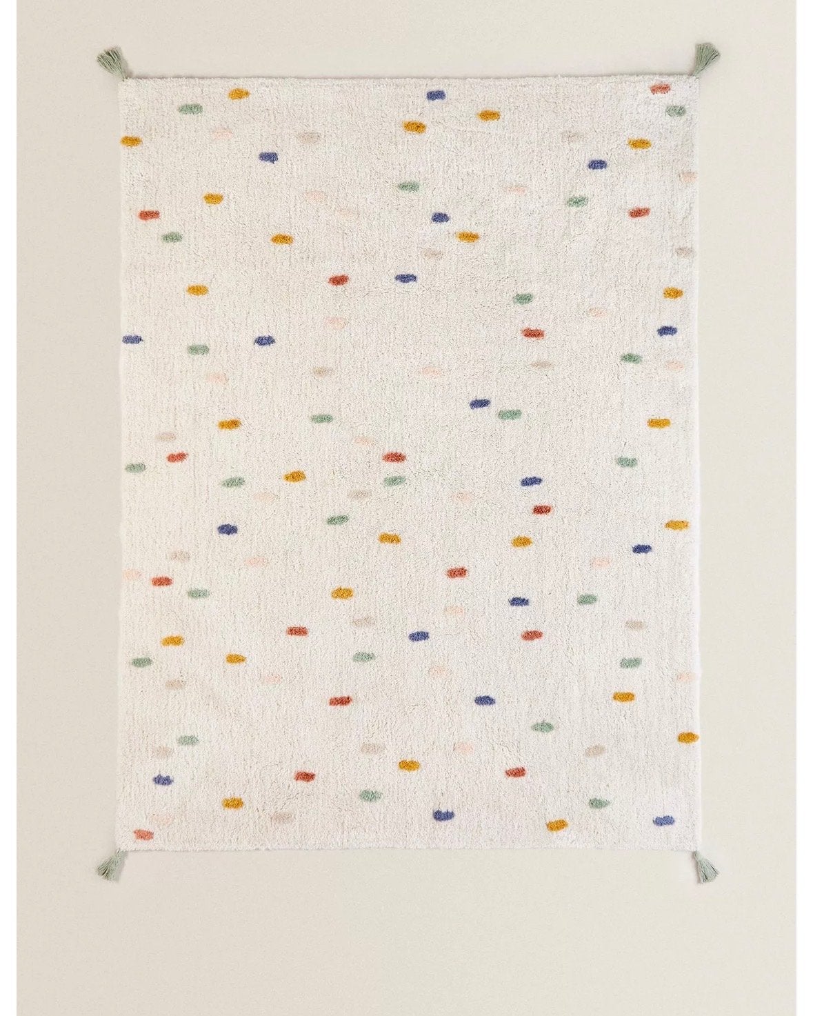 Zara Katoenen Kindertapijt met Stippen en Pompons 150x200, Wit, 150 tot 200 cm, Nieuw, Ophalen of Verzenden