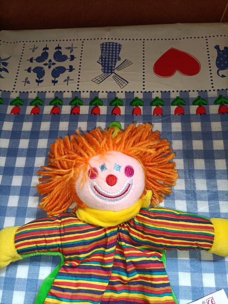 Clown knuffeldoekje Tiamo met rood haar vintage, Ophalen of Verzenden, Zo goed als nieuw, Overige typen