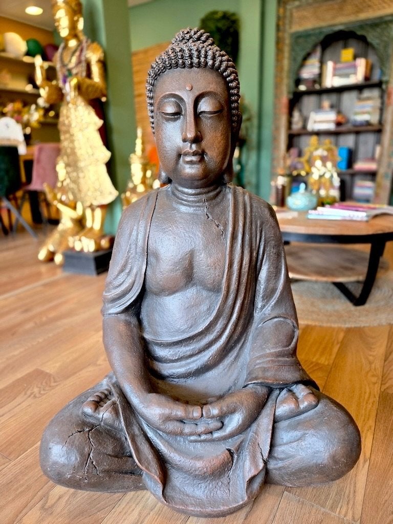 BOEDDHA BEELD LOTUSZIT 102 CM!, Ophalen, Nieuw, Grijs, Kunststof