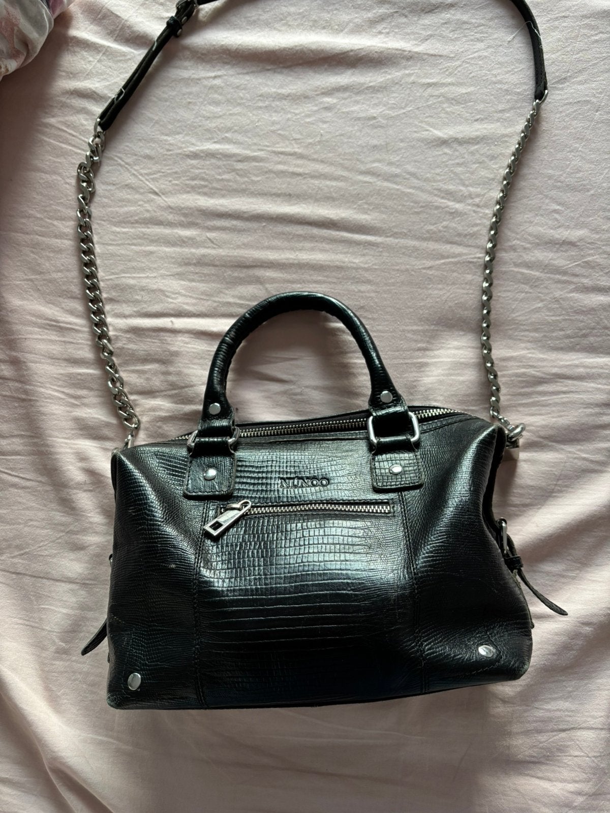 Mooie hand-schoudertas van Nunoo bag, Ophalen of Verzenden, Zo goed als nieuw, Zwart, Handtas