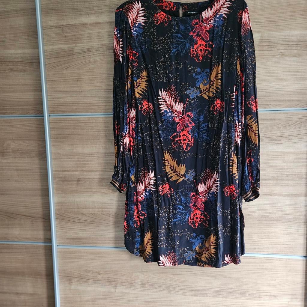 Dames  jurk zwart met print silvercreek Zgan, Zwart, Maat 42/44 (L), Ophalen of Verzenden, Zo goed als nieuw