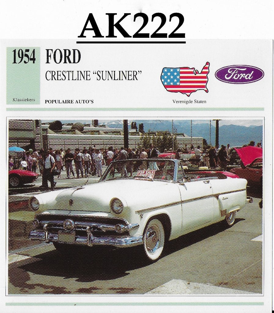 Ak222 autokaart ford crestline "sunliner" ( 1954 ), Ophalen of Verzenden, Zo goed als nieuw, Auto's