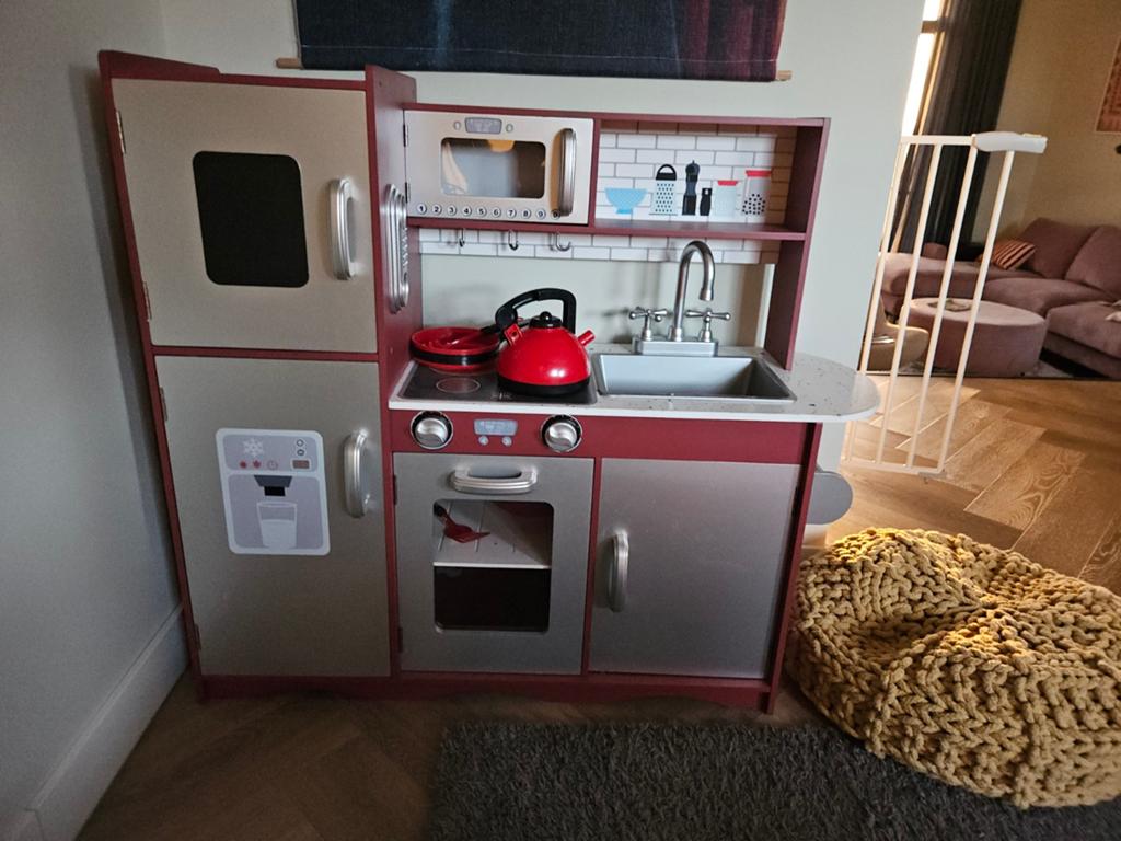 Grote Houten Speelkeuken met Koelkast en Oven, Ophalen of Verzenden, Zo goed als nieuw