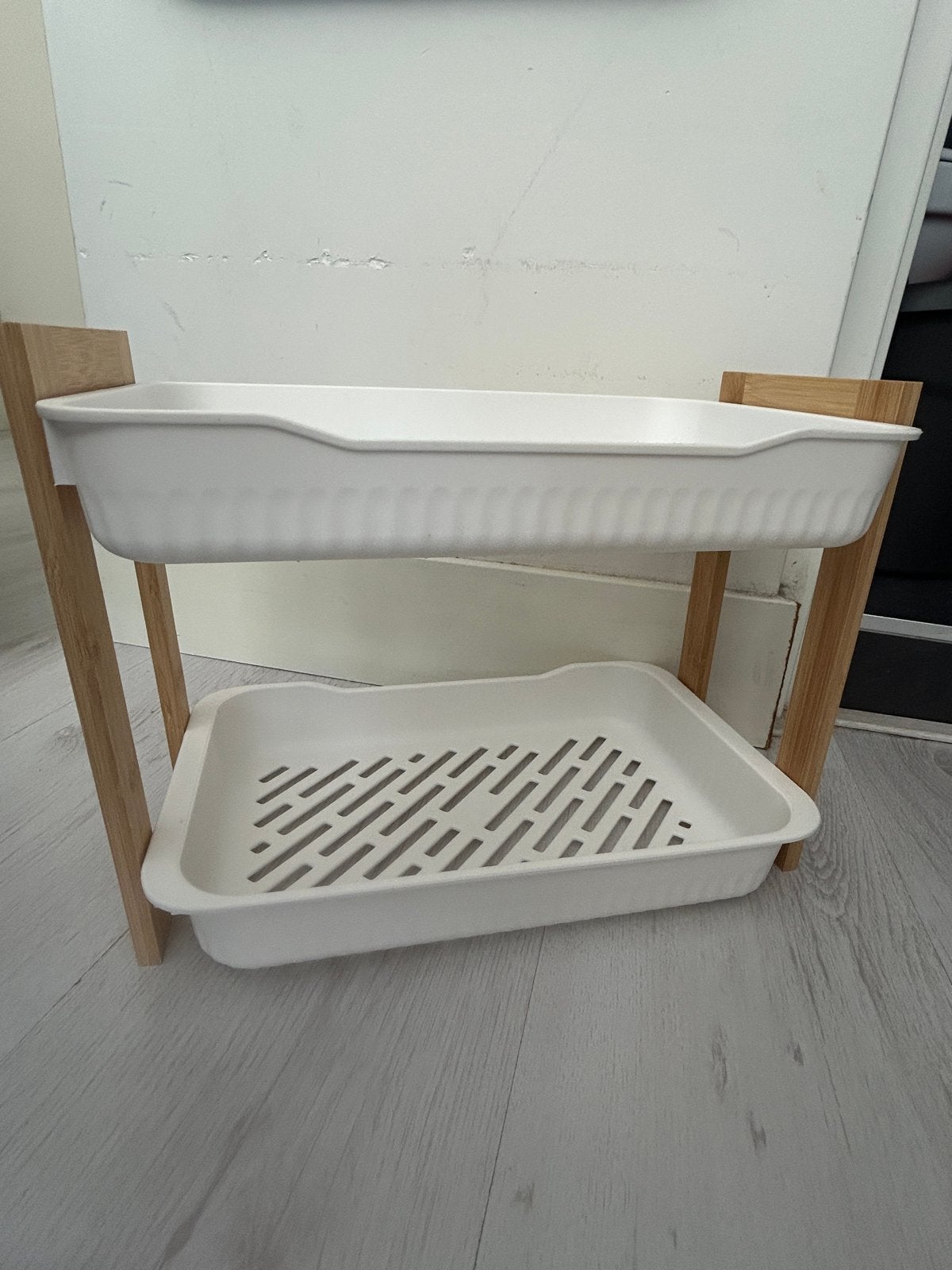 Twee-laags afdruiprek met houten frame, Ophalen, Hout, Gebruikt, Modern