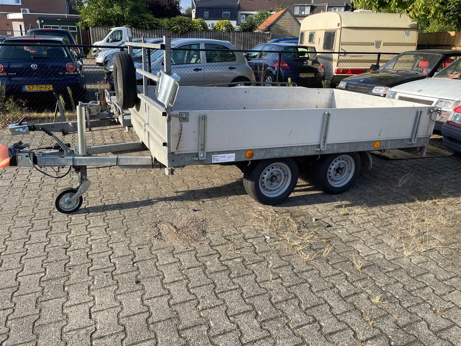 Robuuste Hapert aanhanger met dubbele as, Auto diversen, Aanhangwagen-onderdelen, Ophalen of Verzenden, Gebruikt