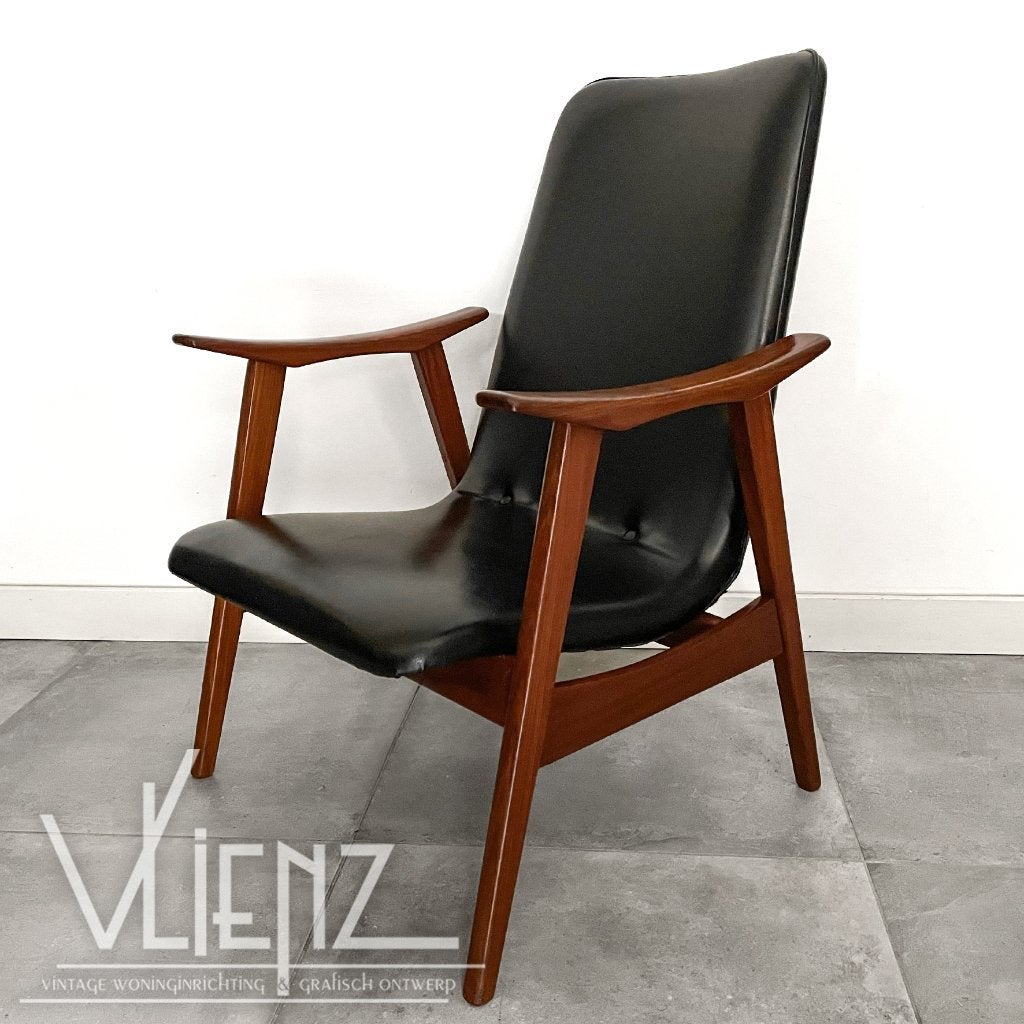Midcentury, vintage fauteuil easy chair, Van Teeffelen, Webe, Huis en Inrichting, Fauteuils, Ophalen, Gebruikt, -, -