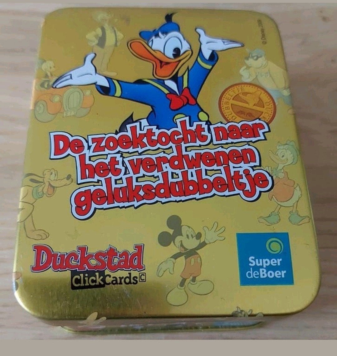Donald Duck Verzamelbox Click Cards Super de Boer Blikje, Ophalen of Verzenden, Donald Duck, Zo goed als nieuw, Overige typen