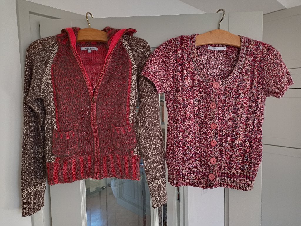 2 vestjes bruin/oranje Another Woman/Ms Etam, Ophalen of Verzenden, Zo goed als nieuw, Maat 46/48 (XL) of groter, Oranje