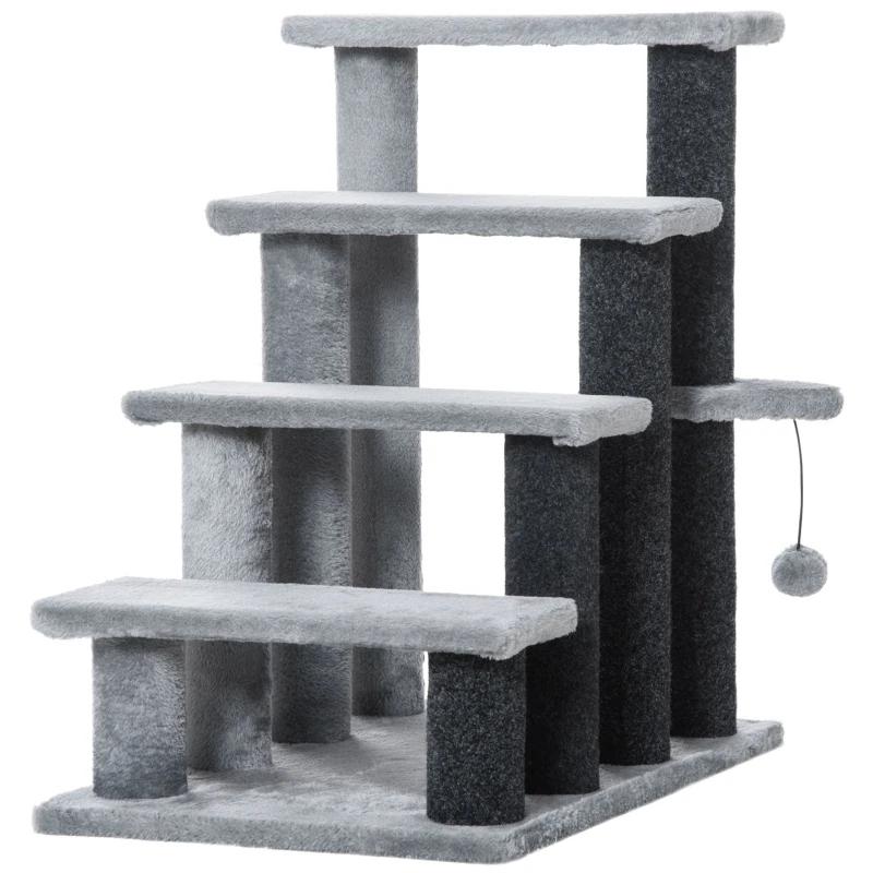 Pawhut huisdierentrap met bal 4-trede 60 x 40 x 64 cm, Ophalen of Verzenden, Nieuw, Krabplank