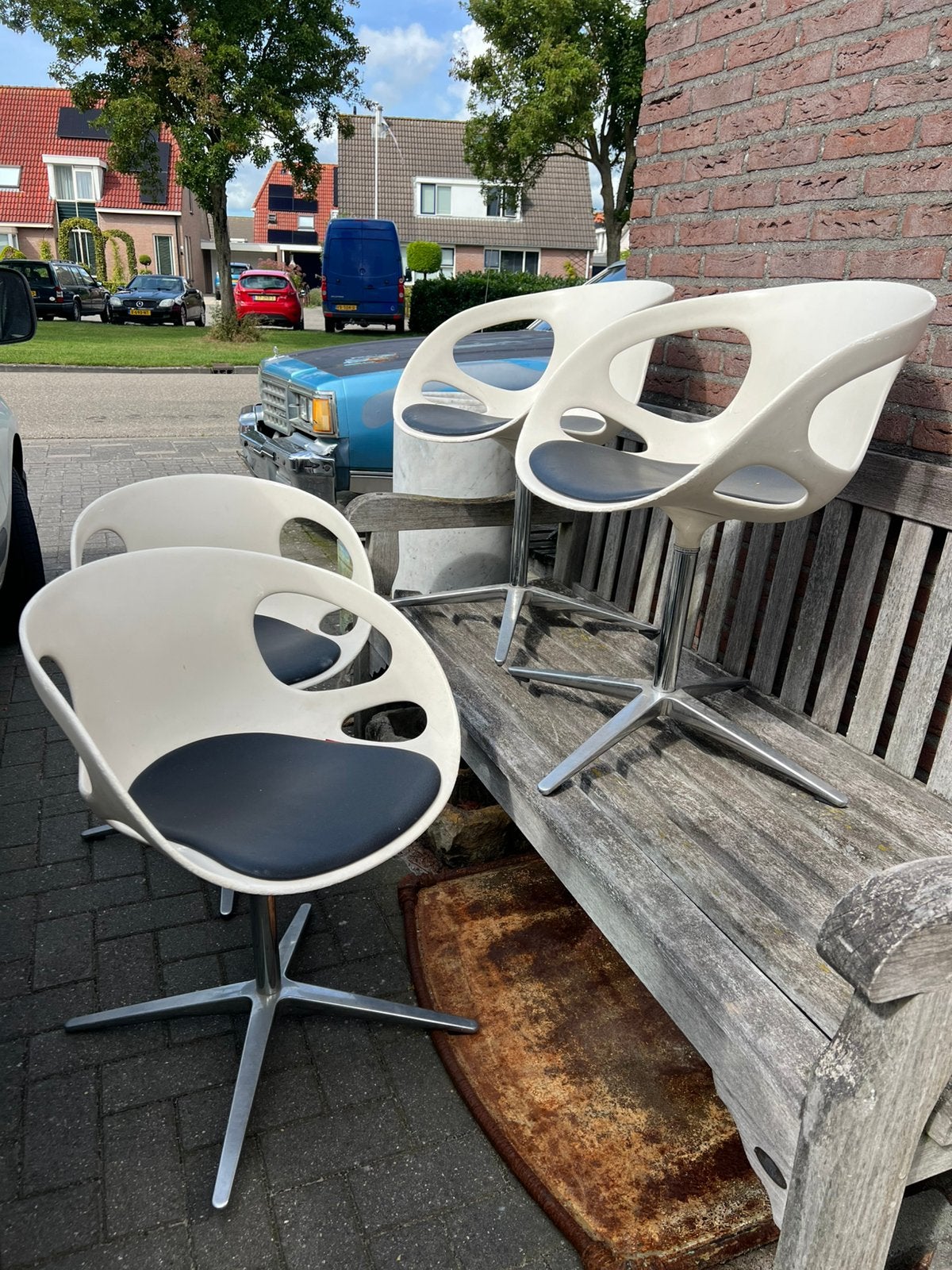 4x DESIGN KUIP/ DRAAISTOEL FRITZ HANSEN, Ophalen, Gebruikt, Wit, Kunststof