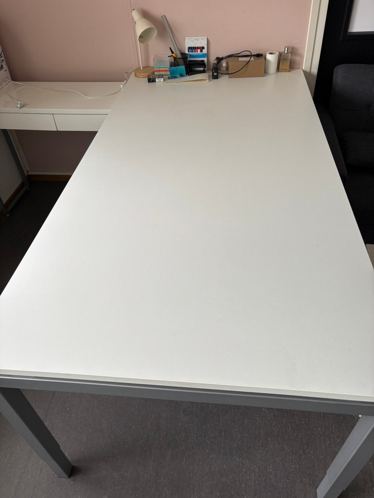 Witte bureautafel – 200 x 100 cm, Ophalen, Zo goed als nieuw
