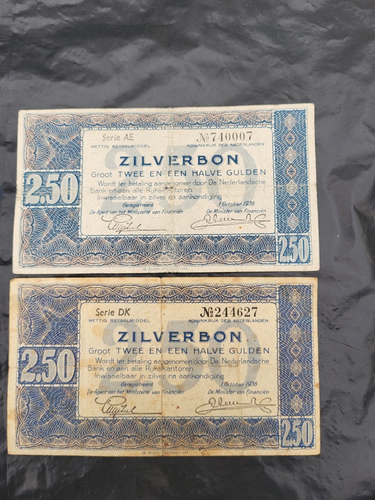 Zilverbon Twee En Een Halve Gulden (Serie AE En DK) (B1), Postzegels en Munten, Ophalen of Verzenden
