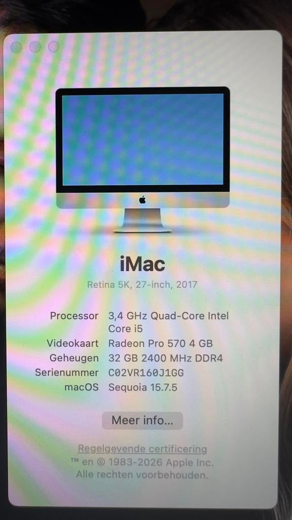 imac 2017 RETİNA 5K 27” i5/32GB/1TB/4GB ATIPRO/macOS sequoia, Ophalen, 32 GB, HDD, IMac