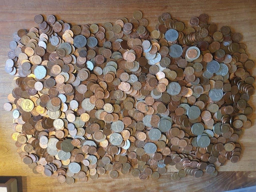 Ca. 9,3 Kg munten uit Engeland UK! Veel pennies, Ophalen of Verzenden, Overige landen