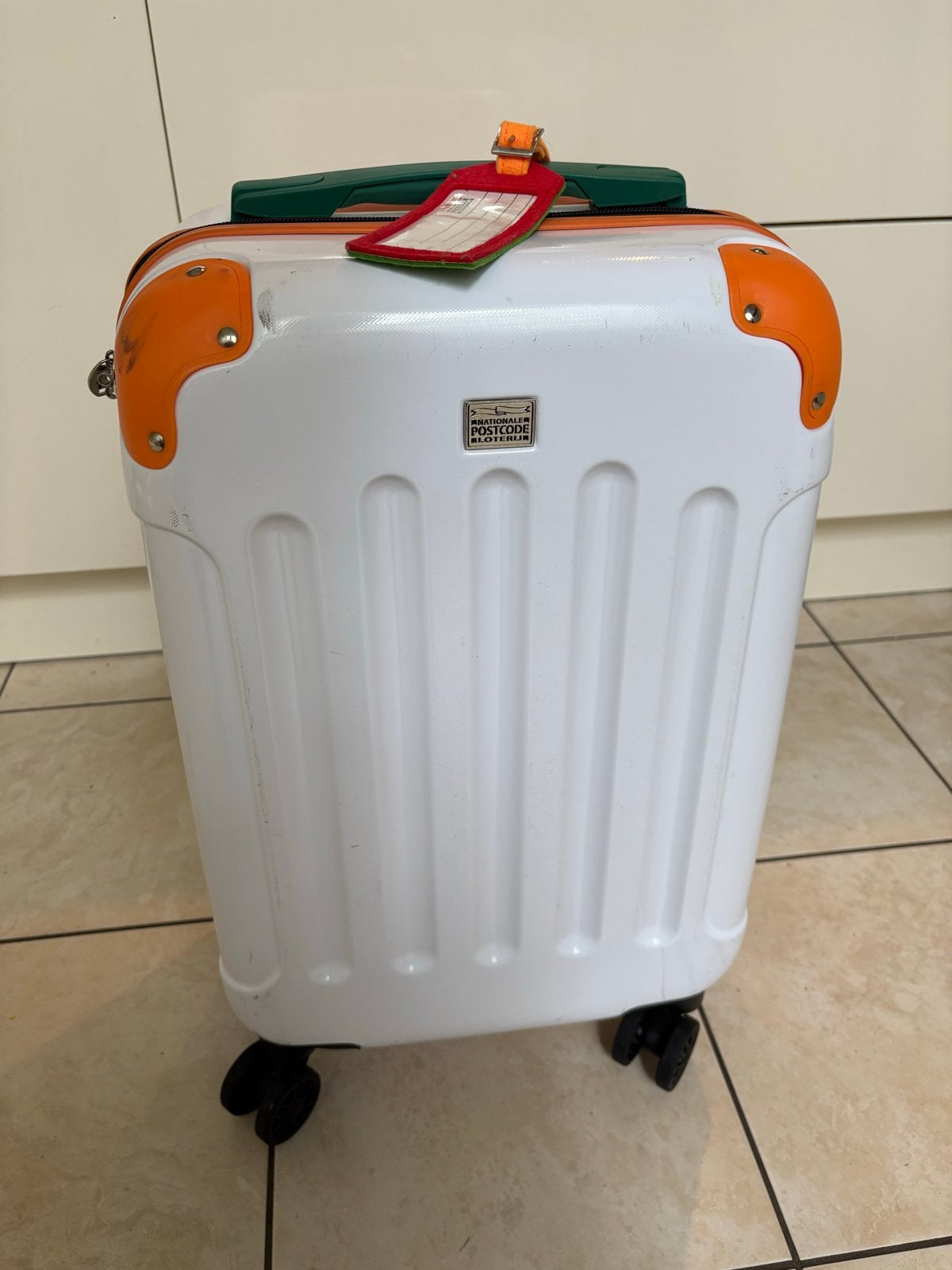 Postcodeloterij Handbagage Koffer - Wit/Oranje, Sieraden, Tassen en Uiterlijk, Ophalen, 40 tot 60 cm, Gebruikt, 20 tot 30 cm