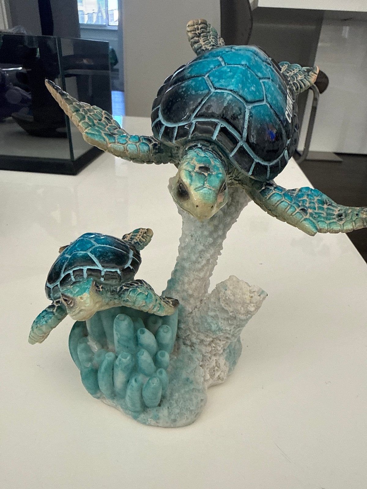 Decoratieve schildpadden op koraal - Blauw/Groen, Meerkleurig, Verzenden, Overige stijlen, Zo goed als nieuw