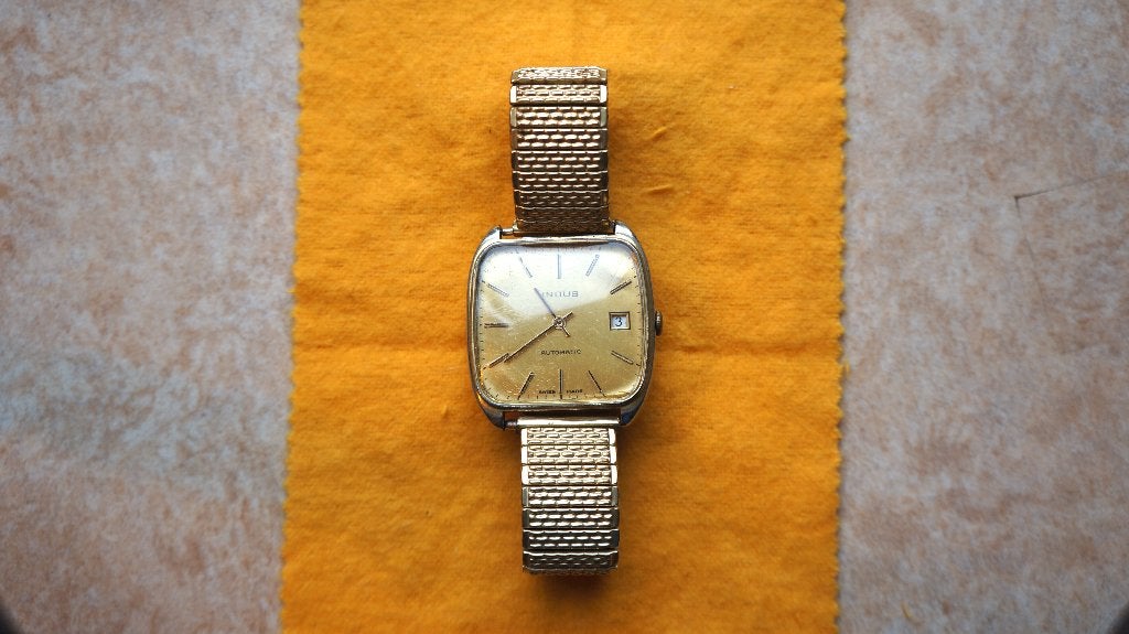 Vintage INDUS Heren Horloge in gebruikte staat. Swiss Made., Ophalen of Verzenden, Gedragen