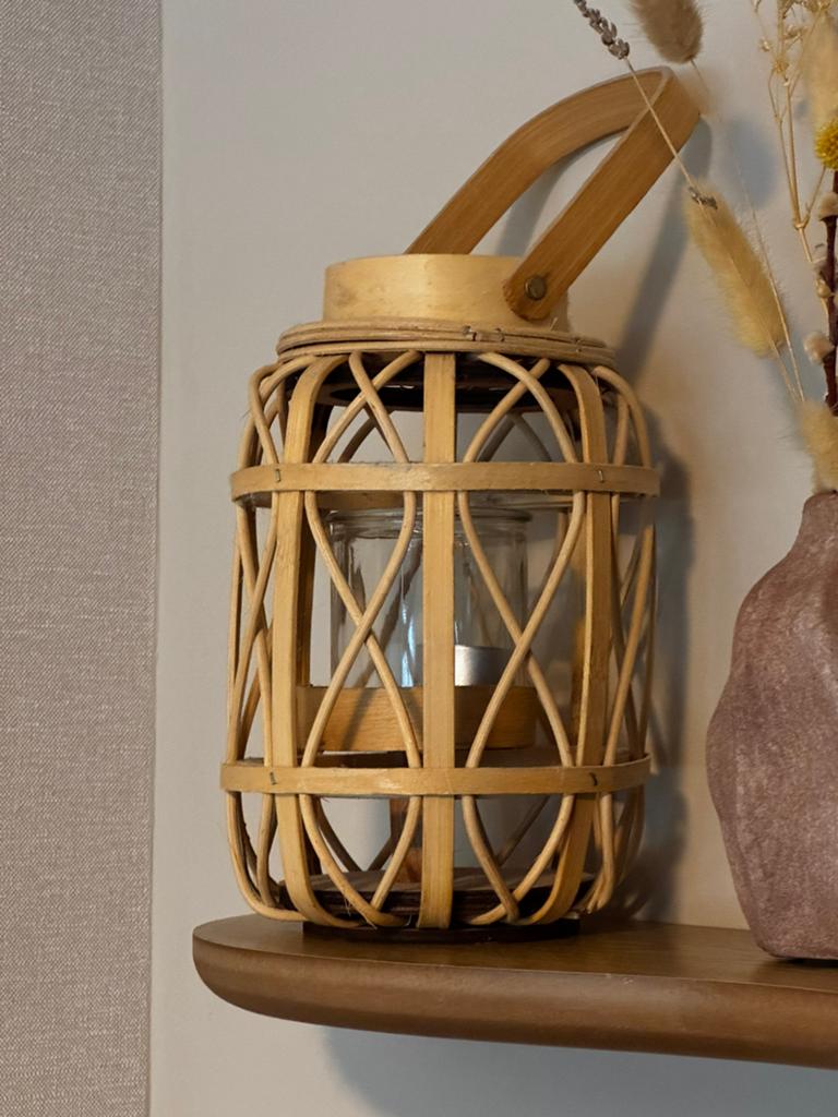 Windlicht botanic, Huis en Inrichting, Woonaccessoires | Kandelaars en Kaarsen, Ophalen, Zo goed als nieuw, Hout