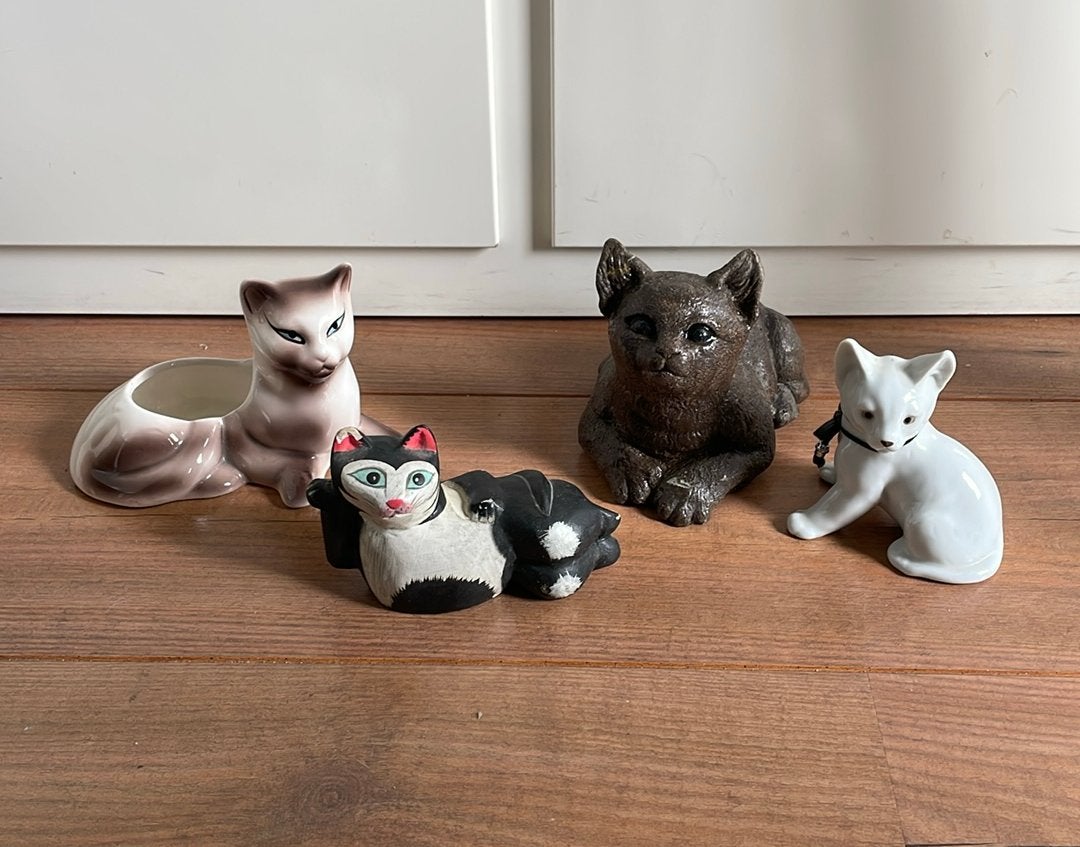 Kattenbeeldjes 4 stuks, Ophalen of Verzenden, Gebruikt, Dier