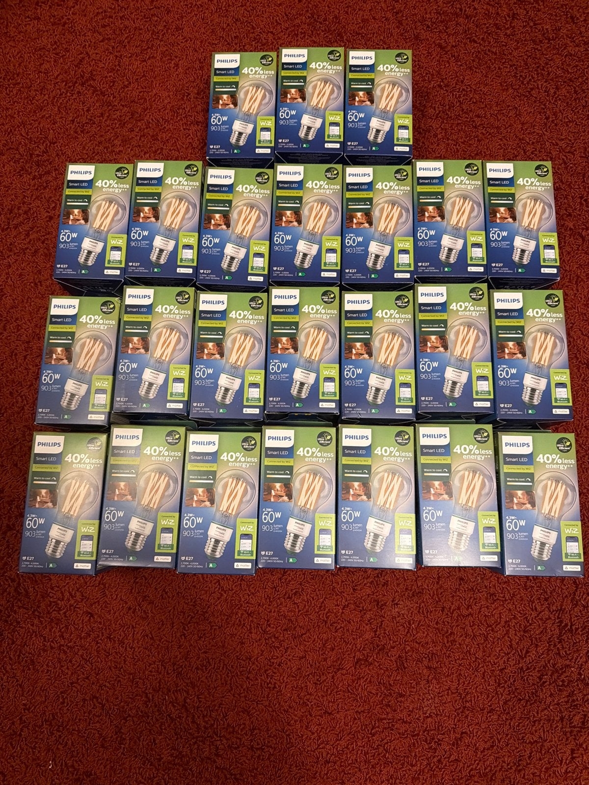 24x Philips Smart Led Wizz E27 60W Lampen - Nieuw in doos, Philips, Smart home compatibel, Nieuw, E27 (groot)