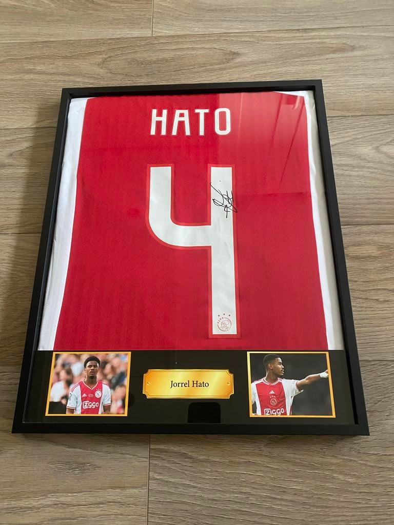 Gesigneerd Jorrel Hato Ajax shirt ingelijst, Ophalen, Zo goed als nieuw, Ajax, Shirt