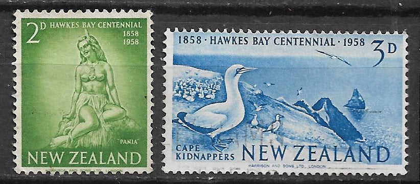 New Zealand 1958 100jr Hawkes Bay vogel Jan van Gent, Ophalen of Verzenden, Gestempeld