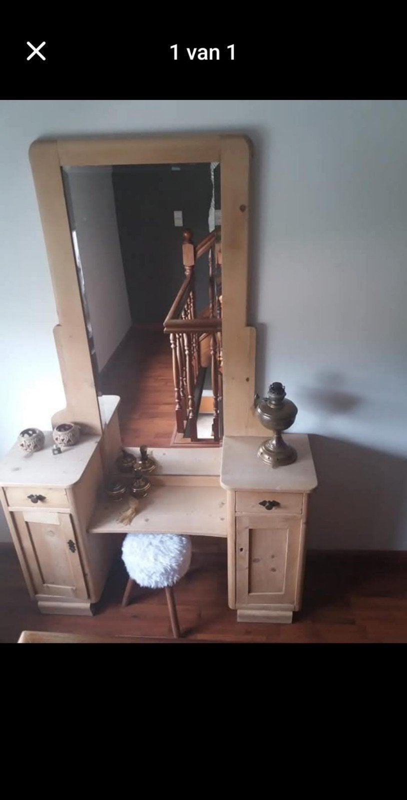 Grenen Commode met spiegel, Ophalen