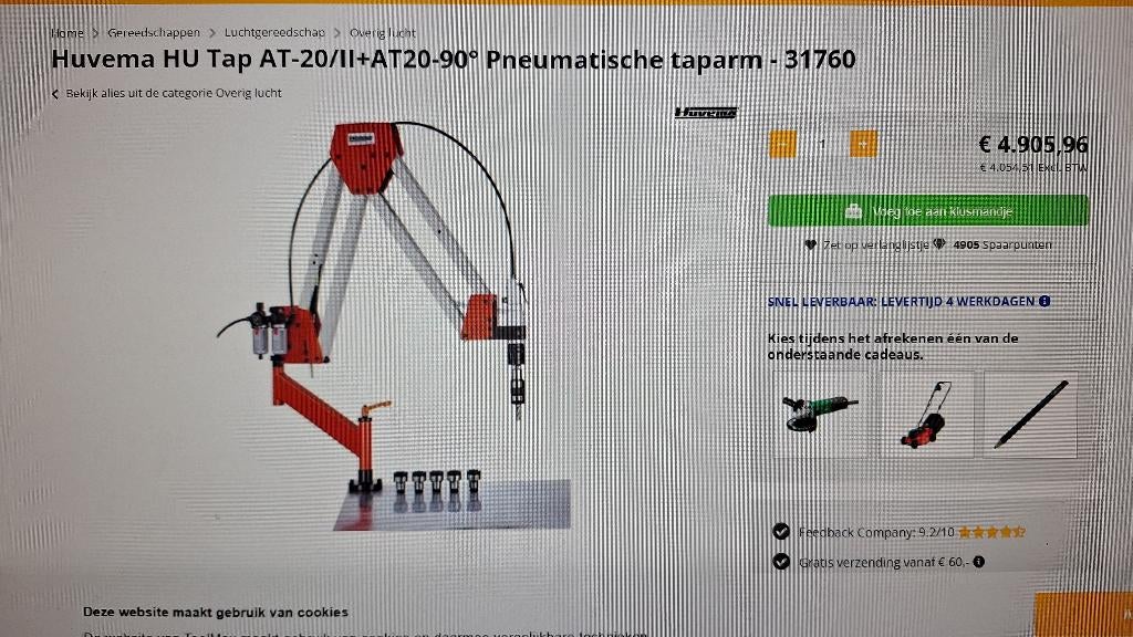 Huvema Pneumatische Taparm met extra kop. tafeltapper, Ophalen, ., Zo goed als nieuw, .