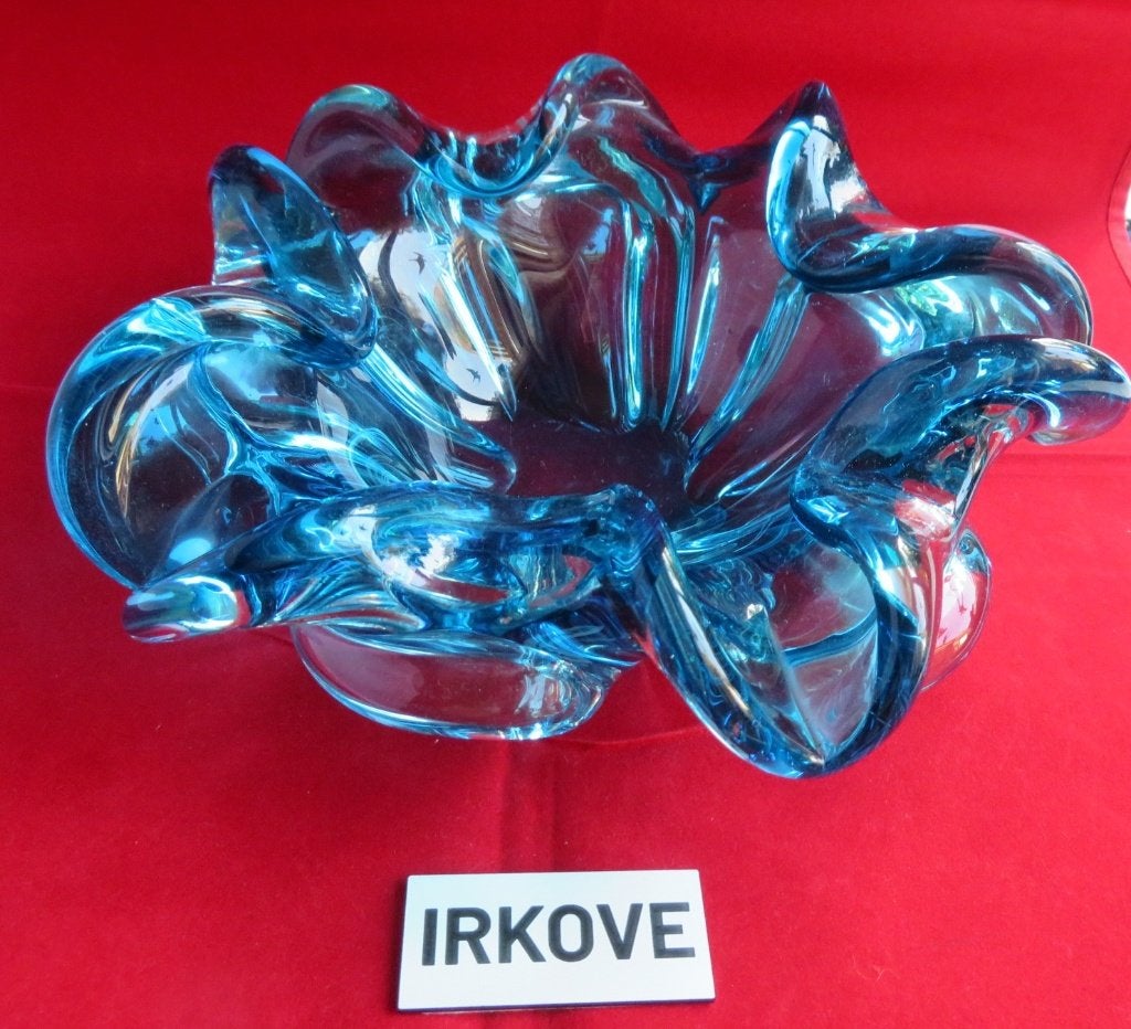 MURANO KRISTAL * SCHAAL BLAUW - HELDER * Gaaf *, Verzenden