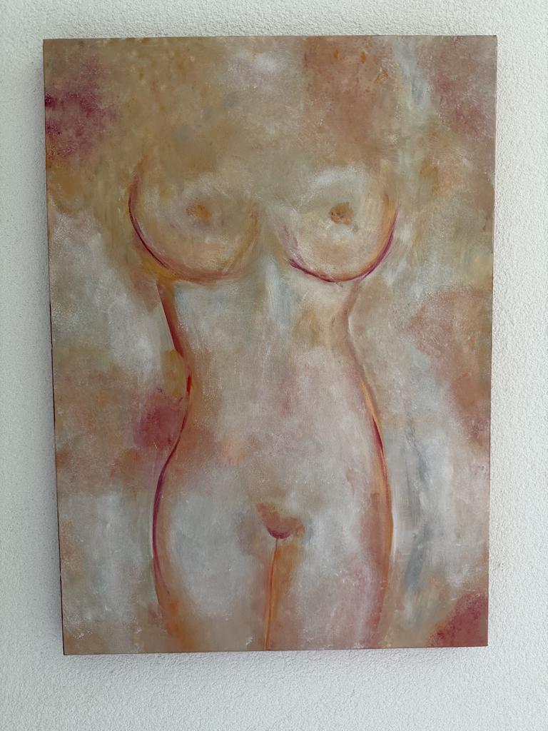 schilderij vrouwenlichaam, Huis en Inrichting, Ophalen, Gebruikt, Schilderij, 50 tot 75 cm