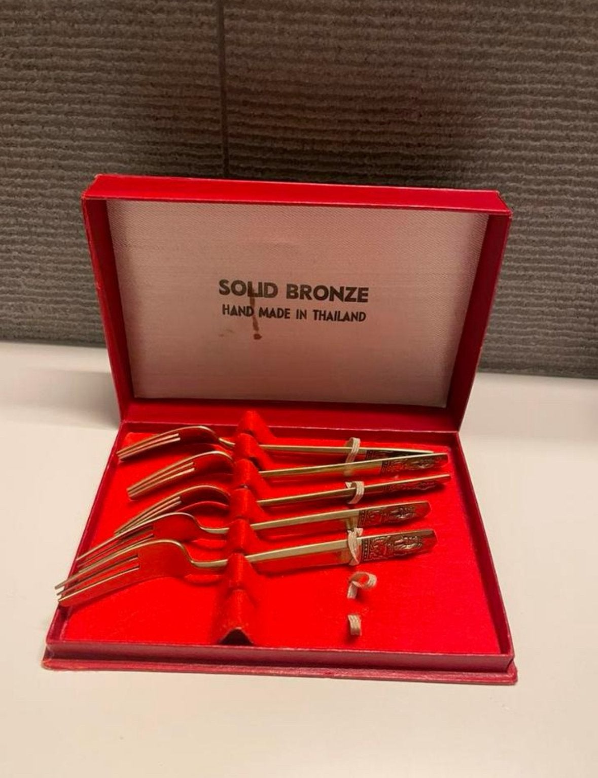 Antieke bronzen messen en vorkenset, Ophalen of Verzenden